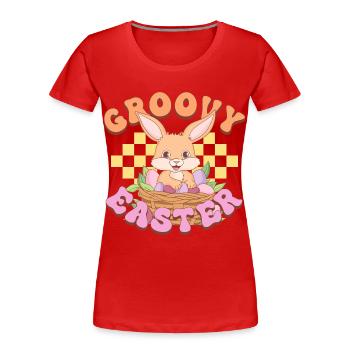 Groovy Easter - Frauen Premium Bio T-Shirt - Rot - Vorne - Mia (176cm)