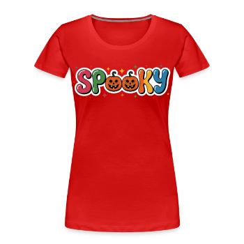 Lettrage citrouille effrayant - T-shirt bio Premium Femme - rouge - Devant - Mia (176cm)