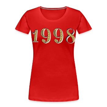 1998 Vintage 1998 Birthday Gift - Women's Premium Organic T-Shirt - red - Front - Mia (176cm)