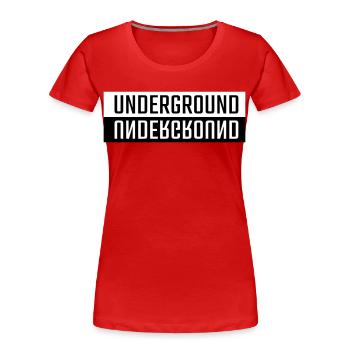 Background double font - Women's Premium Organic T-Shirt - red - Front - Mia (176cm)