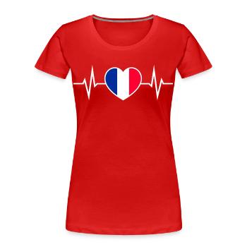 Frankreich Herzschlag EKG Liebe Herz Frankreichfan - Frauen Premium Bio T-Shirt - Rot - Vorne - Mia (176cm)