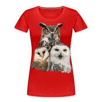 Eulen und Eule - Frauen Premium Bio T-Shirt - Rot - Vorne - Mia (176cm)