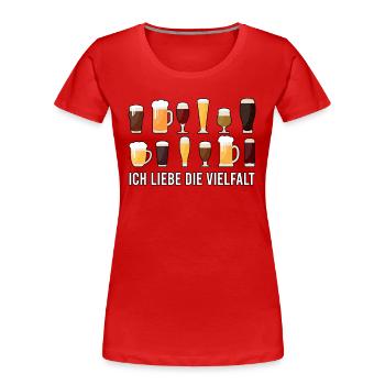 Ich liebe die Vielfalt - Frauen Premium Bio T-Shirt - Rot - Vorne - Mia (176cm)