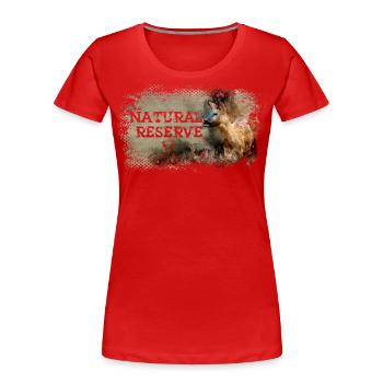 Serie "NATURSCHUTZGEBIET" - Hirsche - Frauen Premium Bio T-Shirt - Rot - Vorne - Mia (176cm)
