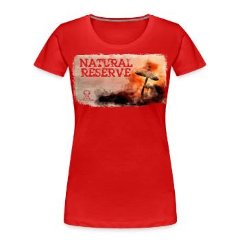 Serie "NATURSCHUTZGEBIET" - Mykene - Frauen Premium Bio T-Shirt - Rot - Vorne - Mia (176cm)