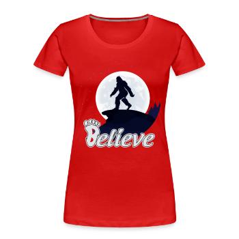 Big Foot Moon Believe - T-shirt bio Premium Femme - rouge - Devant - Mia (176cm)