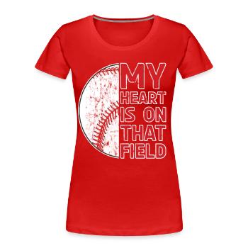 Mon cœur est sur ce terrain Baseball - T-shirt bio Premium Femme - rouge - Devant - Mia (176cm)