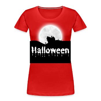 Halloween Gruselig Friedhof Mond Hexe Vampire - Frauen Premium Bio T-Shirt - Rot - Vorne - Mia (176cm)