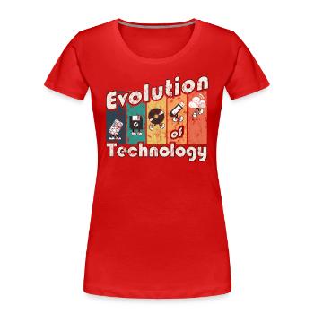 Évolution de la technologie - T-shirt bio Premium Femme - rouge - Devant - Mia (176cm)
