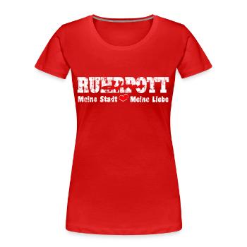 Ruhrpott Herne Meine Stadt meine Liebe Herz - Frauen Premium Bio T-Shirt - Rot - Vorne - Mia (176cm)