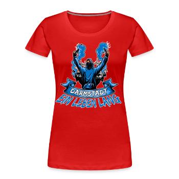Darmstadt ein Leben lang - Frauen Premium Bio T-Shirt - Rot - Vorne - Mia (176cm)