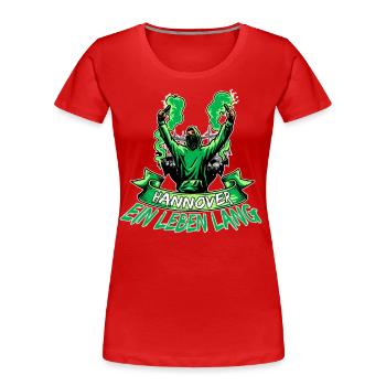 Hannover ein Leben lang - Frauen Premium Bio T-Shirt - Rot - Vorne - Mia (176cm)