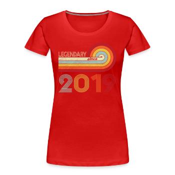 Anniversaire 2019 Légendaire depuis Vintage Rainbow - T-shirt bio Premium Femme - rouge - Devant - Mia (176cm)