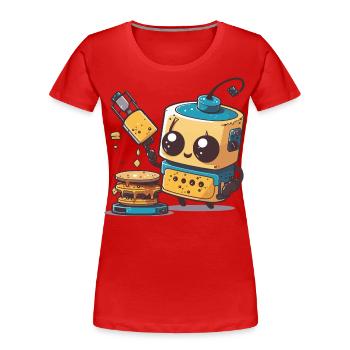 Robo-Chef - T-shirt bio Premium Femme - rouge - Devant - Mia (176cm)