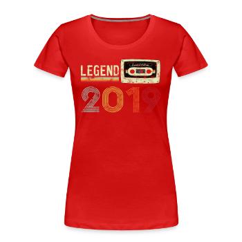 Cassette vintage anniversaire 2019 - T-shirt bio Premium Femme - rouge - Devant - Mia (176cm)