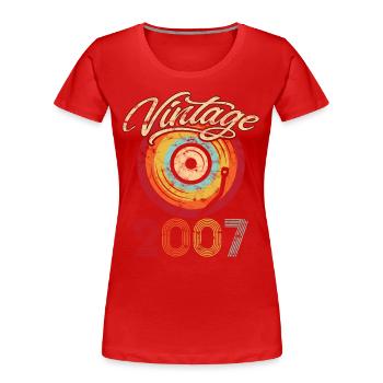 2007 Geburtstag Vinyl Vintage - Frauen Premium Bio T-Shirt - Rot - Vorne - Mia (176cm)