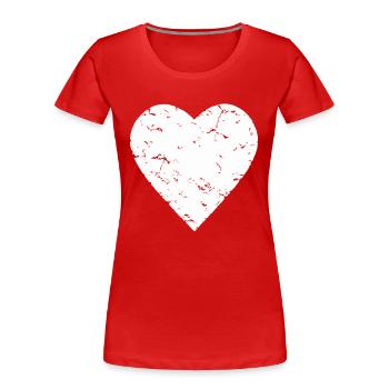 white heart - shabby chic - romance - used look - Women's Premium Organic T-Shirt - red - Front - Mia (176cm)