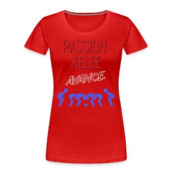 Passion Flock Bundesrugby - Frauen Premium Bio T-Shirt - Rot - Vorne - Mia (176cm)