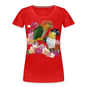 Der orangeköpfige Caique - Frauen Premium Bio T-Shirt - Rot - Vorne - Mia (176cm)