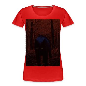Black Night Cat - Women's Premium Organic T-Shirt - red - Front - Mia (176cm)