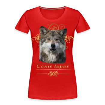 Loup - T-shirt bio Premium Femme - rouge - Devant - Mia (176cm)