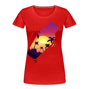 Barman Mixologue Shaker Sunset - T-shirt bio Premium Femme - rouge - Devant - Mia (176cm)