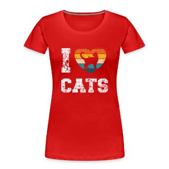 I love cats - Women's Premium Organic T-Shirt - red - Front - Mia (176cm)
