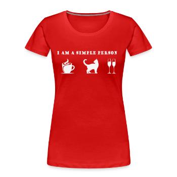 I love cats coffee and Wine - Women's Premium Organic T-Shirt - red - Front - Mia (176cm)