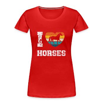 I like horses - Women's Premium Organic T-Shirt - red - Front - Mia (176cm)