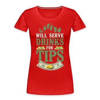 Bartender Mixologist Will Serve - Frauen Premium Bio T-Shirt - Rot - Vorne - Mia (176cm)