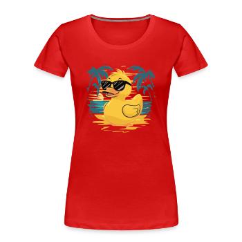 Cool rubber duck on the beach - Women's Premium Organic T-Shirt - red - Front - Mia (176cm)