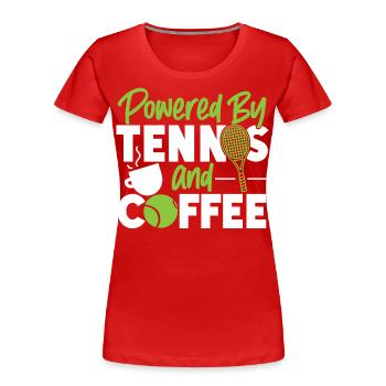 Funny Tennis Player Racket Coffee - Frauen Premium Bio T-Shirt - Rot - Vorne - Mia (176cm)