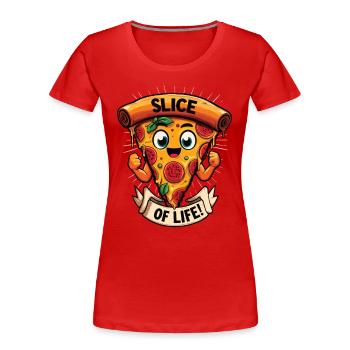 Slice of Life , Love Pizza , Retro Design 90 ́s - Women's Premium Organic T-Shirt - red - Front - Mia (176cm)