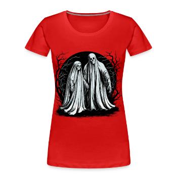 Gruseliges Geisterpaar spukt - Frauen Premium Bio T-Shirt - Rot - Vorne - Mia (176cm)