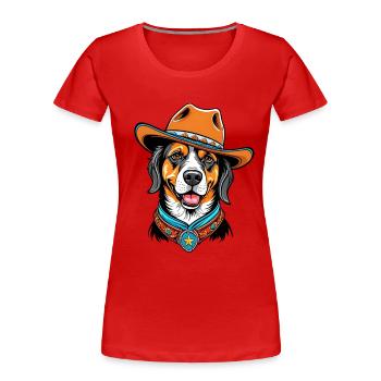 Cute sheriff dog wearing a cowboy hat - Women's Premium Organic T-Shirt - red - Front - Mia (176cm)
