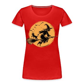 Witch Sunset Design - Women's Premium Organic T-Shirt - red - Front - Mia (176cm)