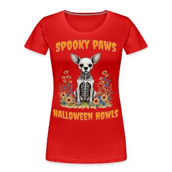 Spooky paws and halloween howls - Women's Premium Organic T-Shirt - red - Front - Mia (176cm)