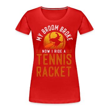 Funny Tennis Player Racket - Frauen Premium Bio T-Shirt - Rot - Vorne - Mia (176cm)