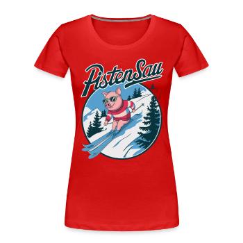 Pistensau - Frauen Premium Bio T-Shirt - Rot - Vorne - Mia (176cm)
