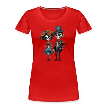 Skelettpaar im viktorianischen Stil Tag der Toten - Frauen Premium Bio T-Shirt - Rot - Vorne - Mia (176cm)