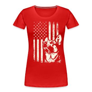 Veterans Day Deutscher Schäferhund USA Stolz - Frauen Premium Bio T-Shirt - Rot - Vorne - Mia (176cm)