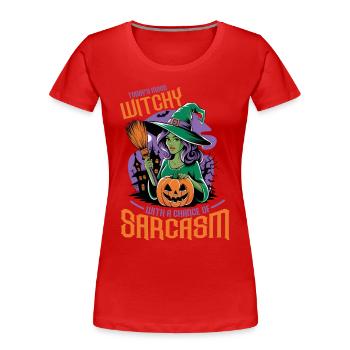 Sarkastisches Hexen Outfit Damen Halloween - Frauen Premium Bio T-Shirt - Rot - Vorne - Mia (176cm)