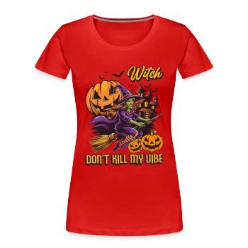 Freches Hexen Outfit Damen Halloween - Frauen Premium Bio T-Shirt - Rot - Vorne - Mia (176cm)