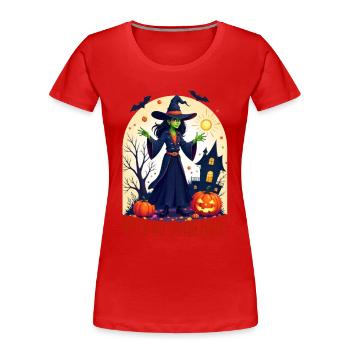 Lustiges Hexen Outfit Damen Halloween - Frauen Premium Bio T-Shirt - Rot - Vorne - Mia (176cm)