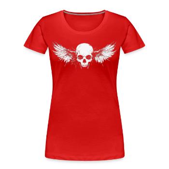 Crâne avec des ailes pour motards – conception de fissure - T-shirt bio Premium Femme - rouge - Devant - Mia (176cm)