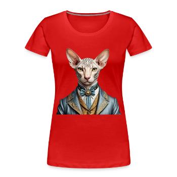 Sphynx élégant - T-shirt bio Premium Femme - rouge - Devant - Mia (176cm)