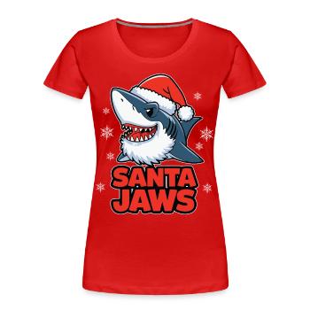 Santa Jaws Funny Christmas Shark Christmas - Women's Premium Organic T-Shirt - red - Front - Mia (176cm)