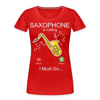 Saxophone Phone Display Saxophone - Frauen Premium Bio T-Shirt - Rot - Vorne - Mia (176cm)