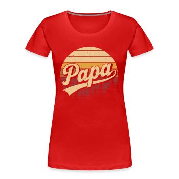 Papa Retro Sunset Logo - Frauen Premium Bio T-Shirt - Rot - Vorne - Mia (176cm)