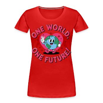 Un monde, un avenir - T-shirt bio Premium Femme - rouge - Devant - Mia (176cm)